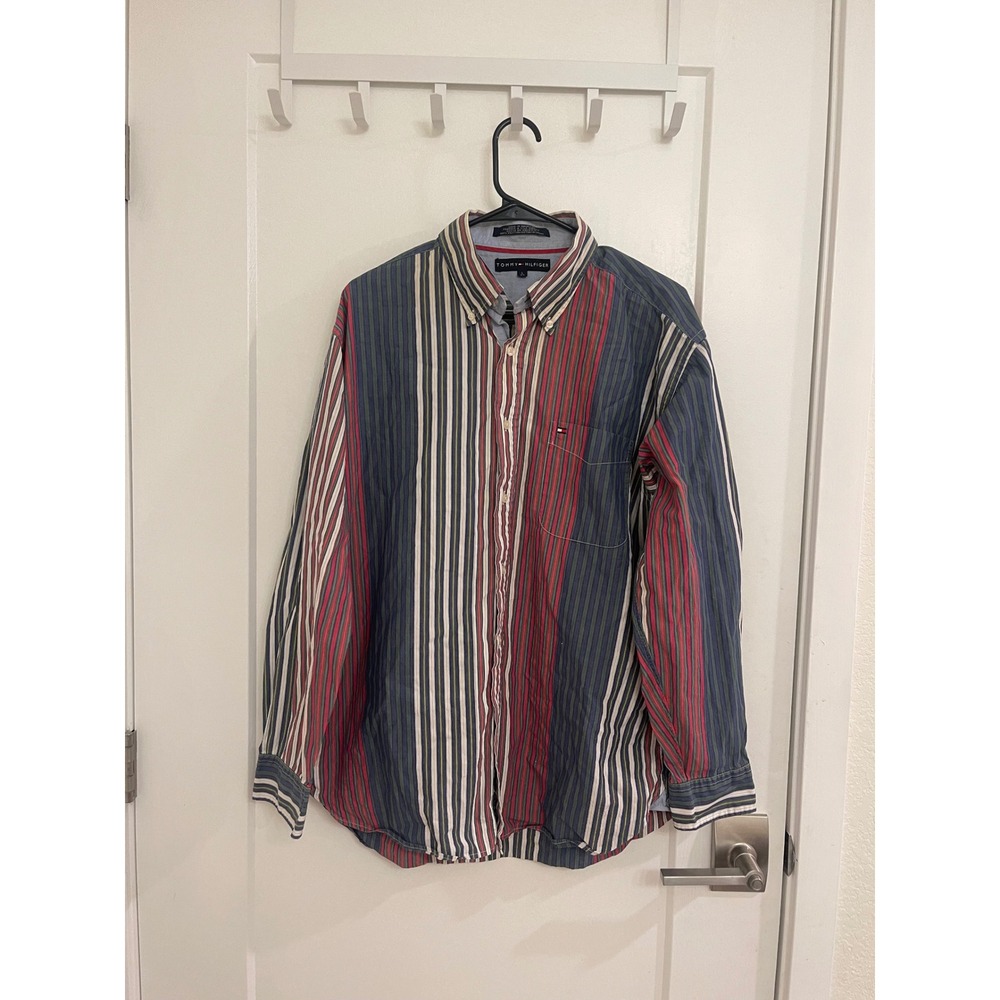 Vintage Tommy Hilfiger Men's Dress Shirt Striped Retro‎ 90s Preppy